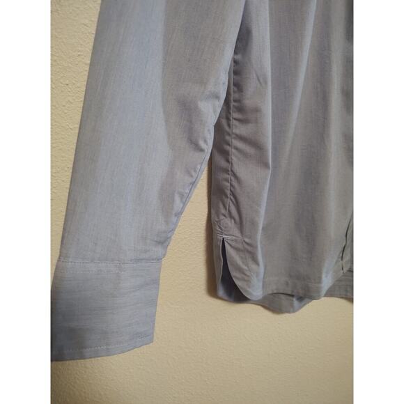 Banana Republic Parker Blue White Micro Check Long Sleeve Tunic Shirt Small - Picture 10 of 13